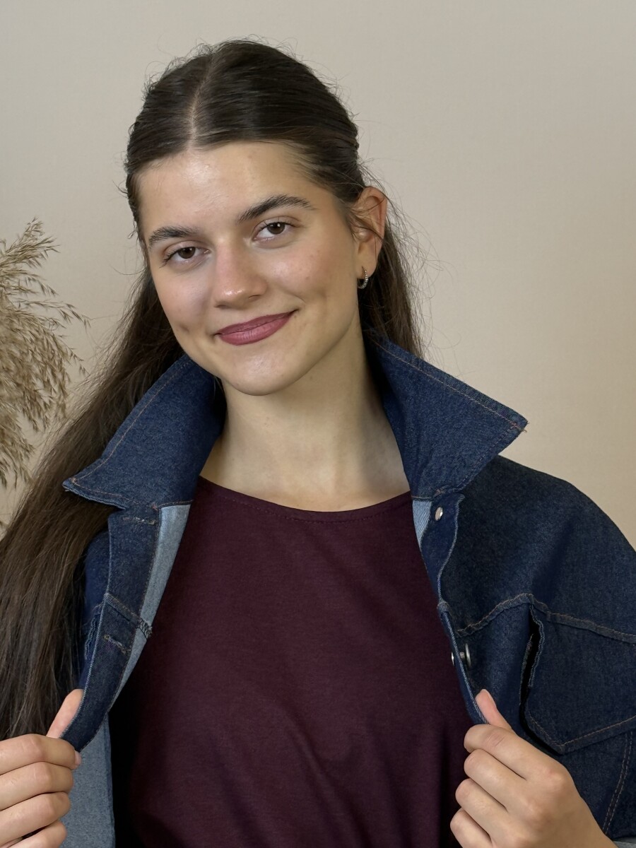 Denevér ujjú farmer dzseki - indigókék - Kép 5