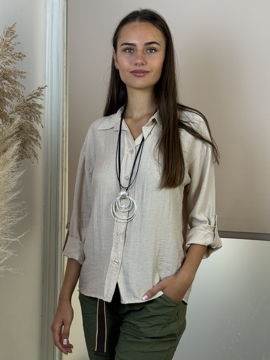 Galléros blúz - bézs - Kép 6