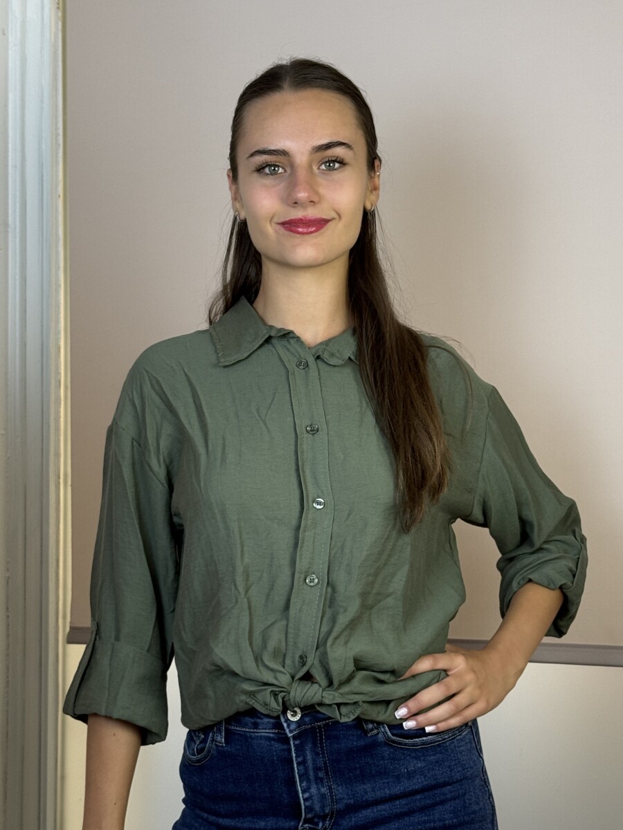 Galléros blúz - khaki - Kép 5
