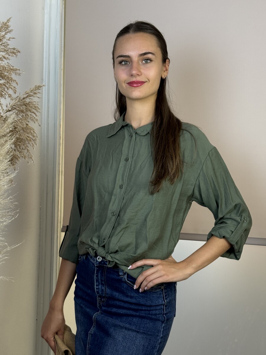 Galléros blúz - khaki - Kép 4