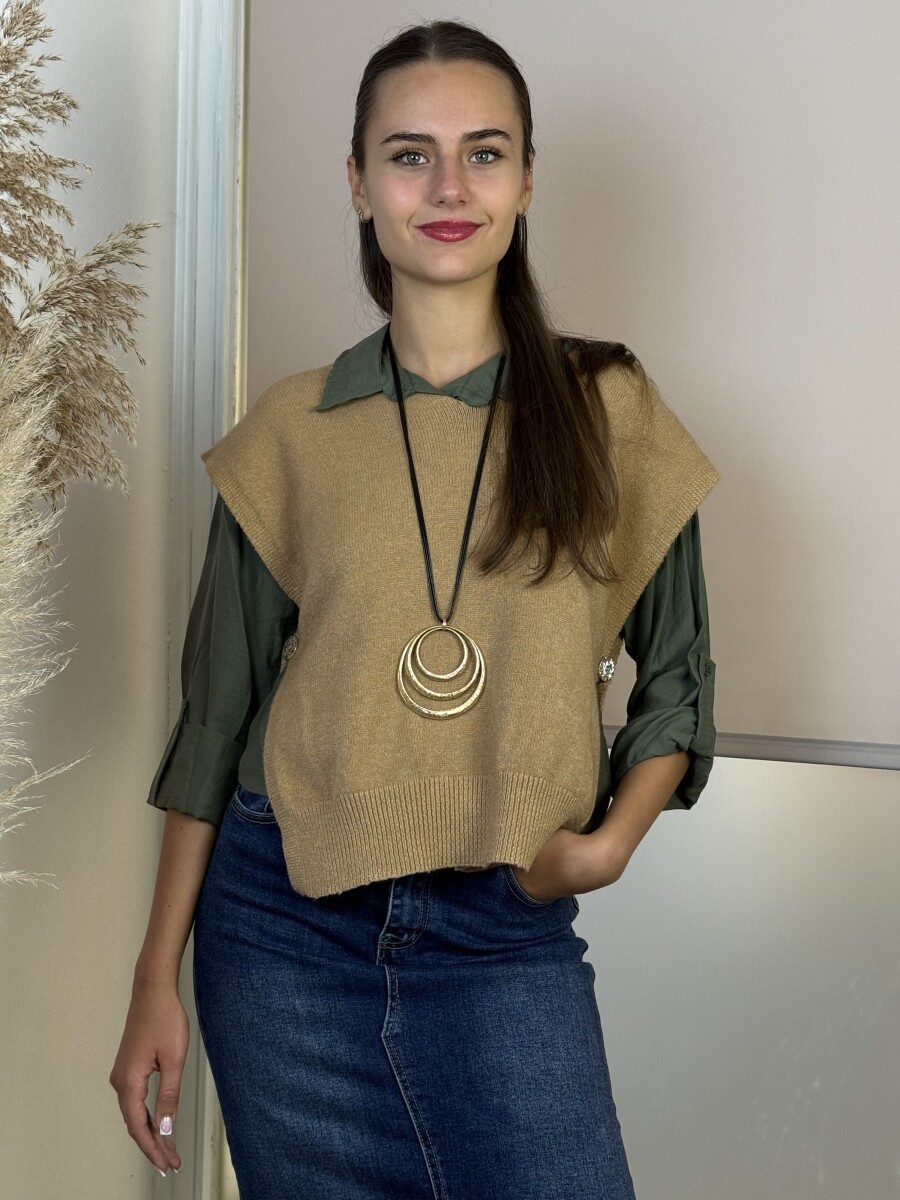Galléros blúz - khaki - Kép 6