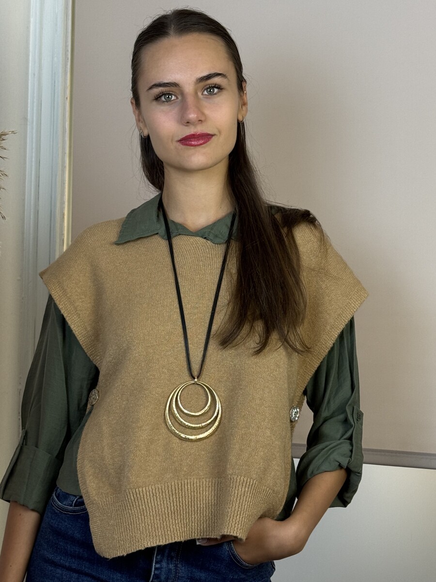 Galléros blúz - khaki - Kép 2