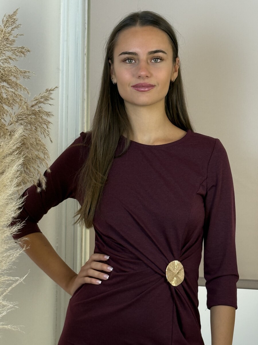 Húzott maxi ruha - bordó - Kép 12
