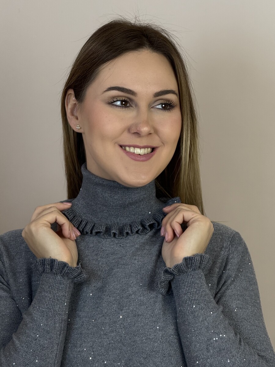 Fodros garbó - szürke - Kép 10