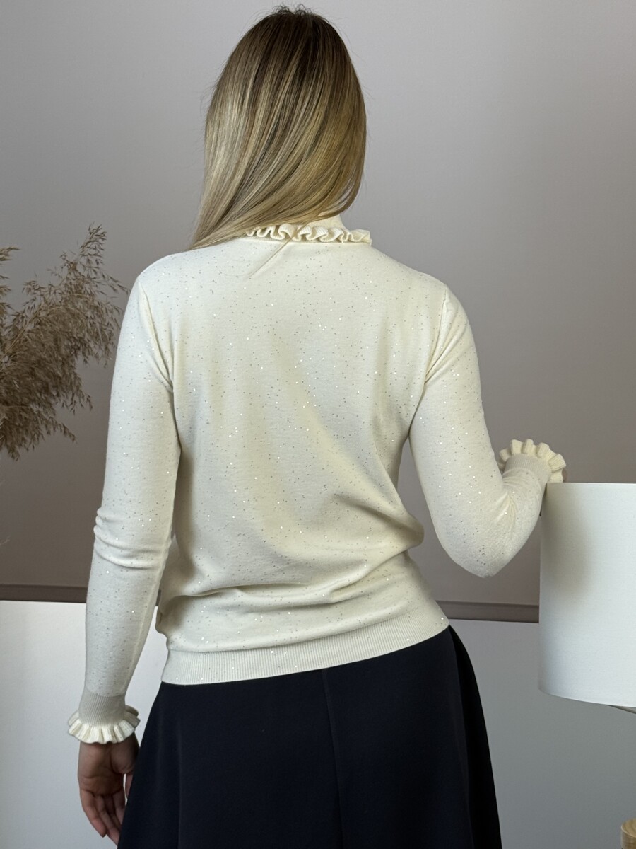 Fodros garbó - krém - Kép 12