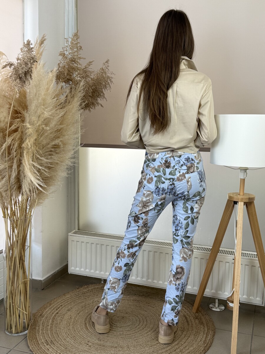 Virágos gyűrt nadrág - világoskék - Kép 13