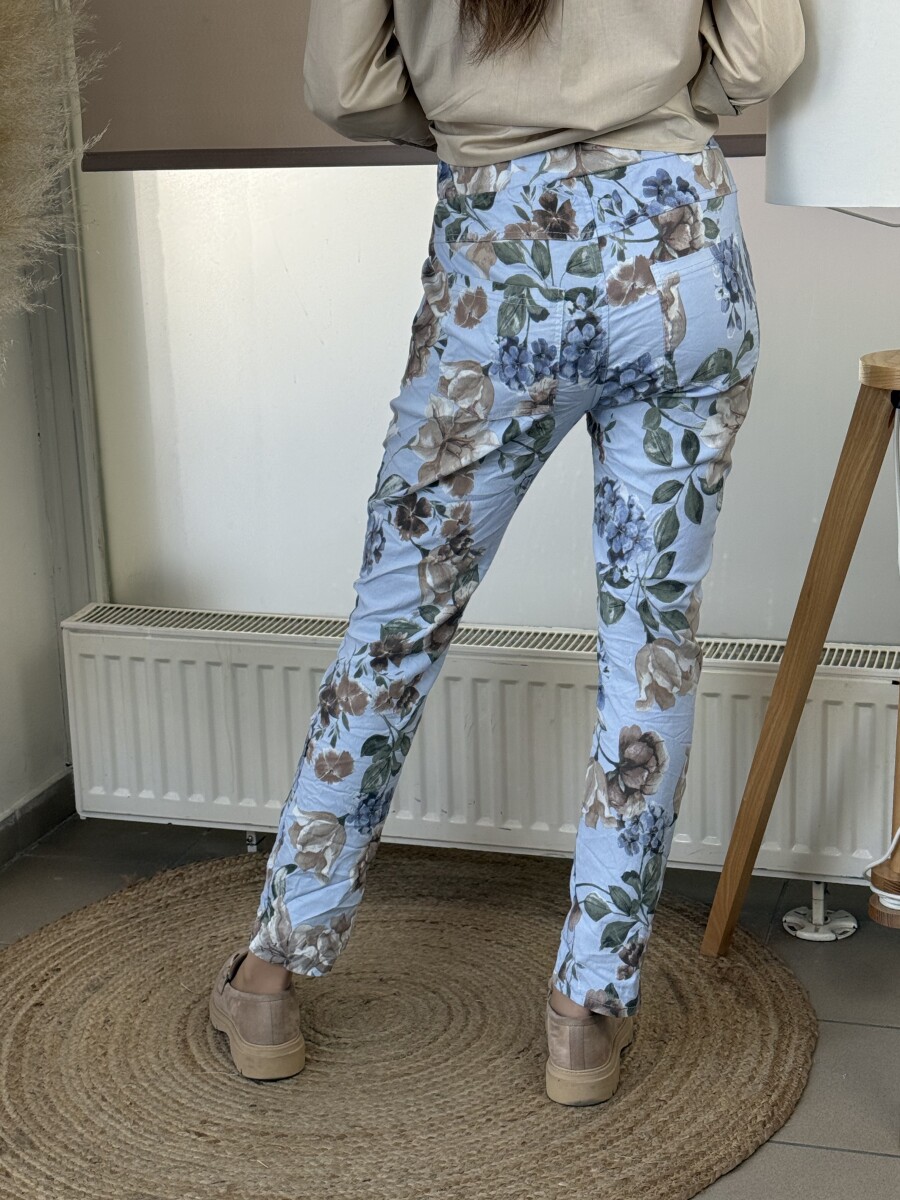 Virágos gyűrt nadrág - világoskék - Kép 14