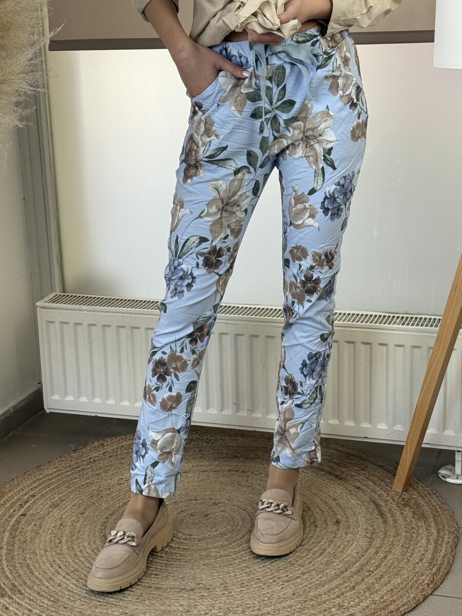 Virágos gyűrt nadrág - világoskék - Kép 16