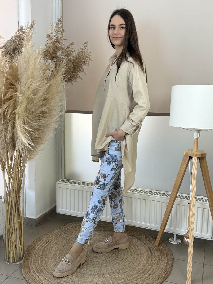 Virágos gyűrt nadrág - világoskék - Kép 18