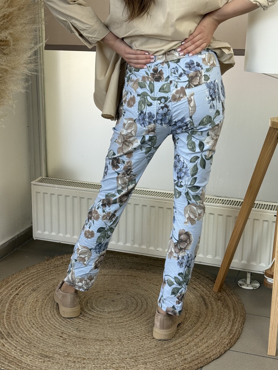 Virágos gyűrt nadrág - világoskék - Kép 9