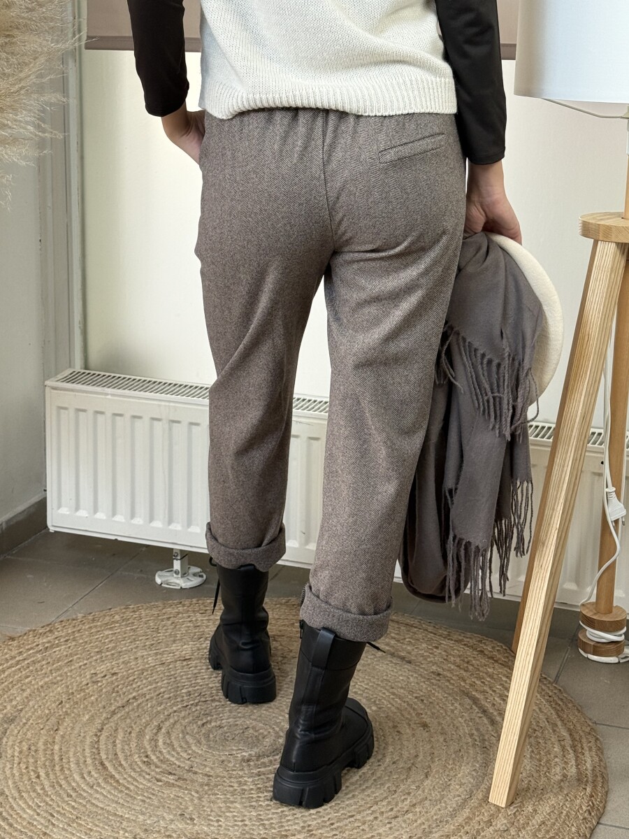 Mom fit szövet nadrág - barna - Kép 19