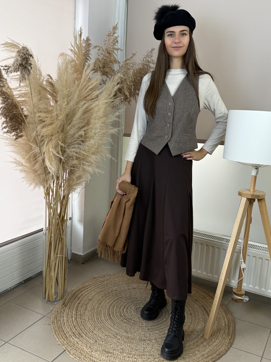 Szövet mellény - barna - Kép 7