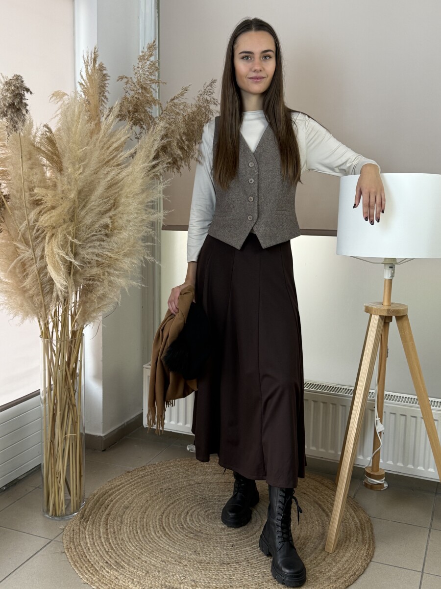 Szövet mellény - barna - Kép 4