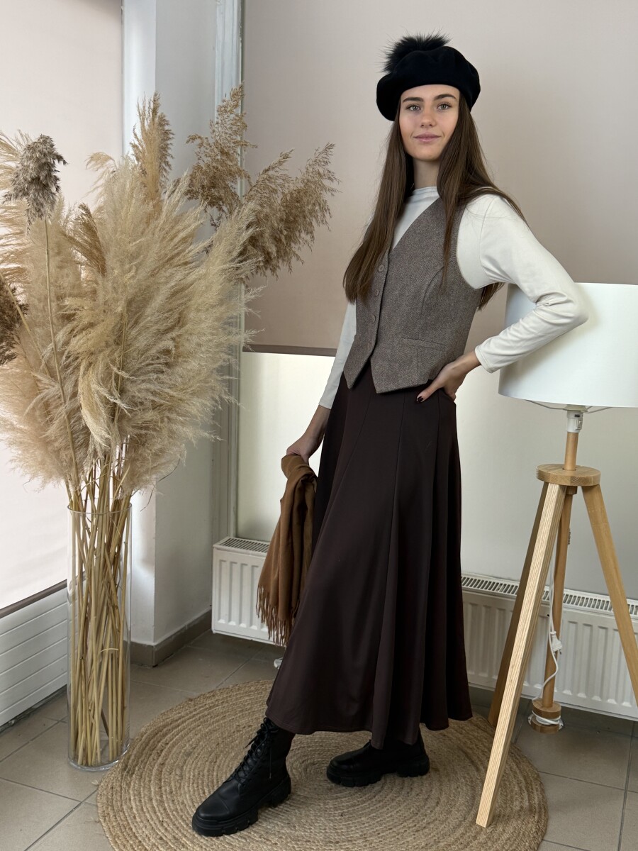 Szövet mellény - barna - Kép 10