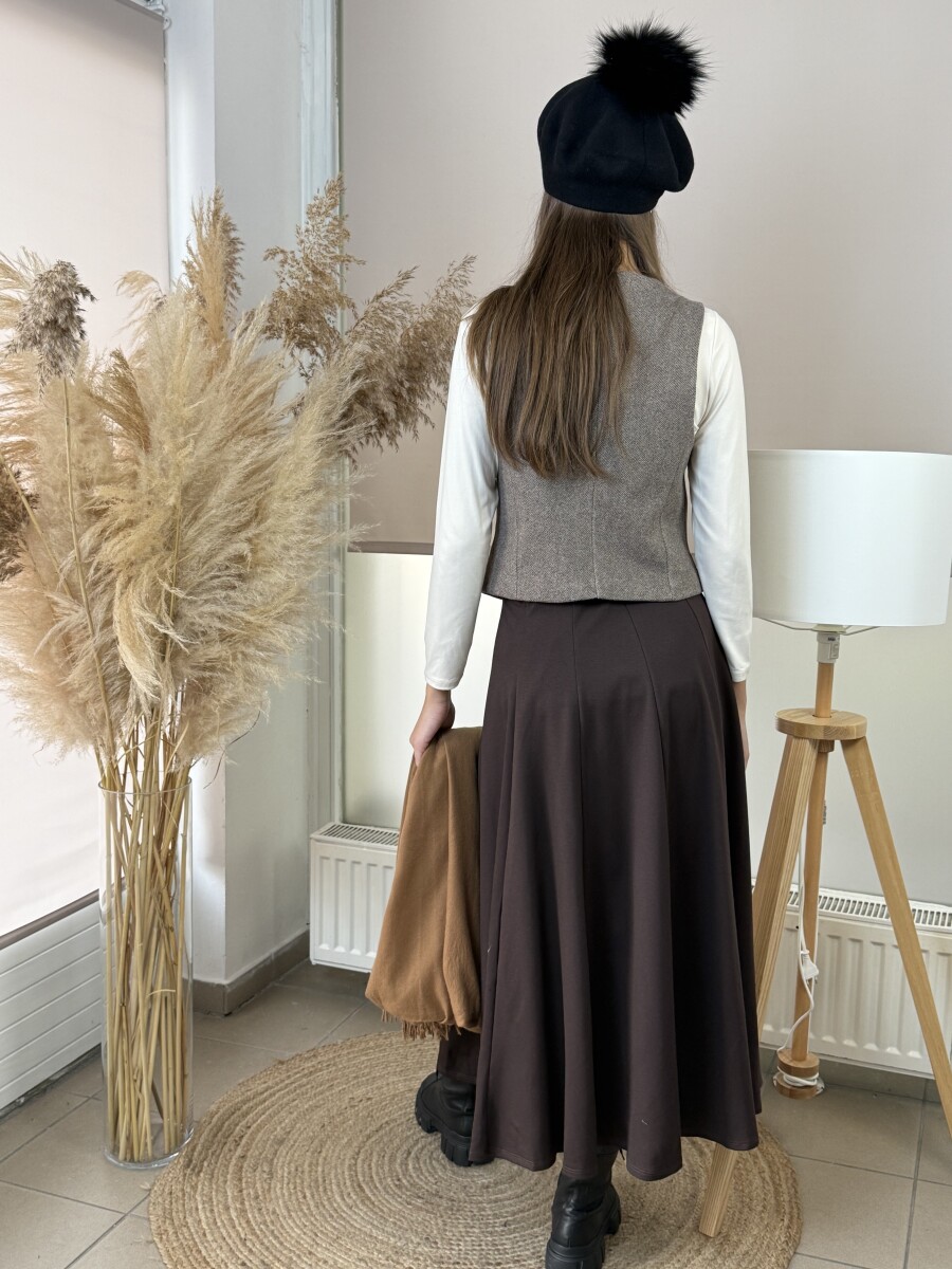 Szövet mellény - barna - Kép 12