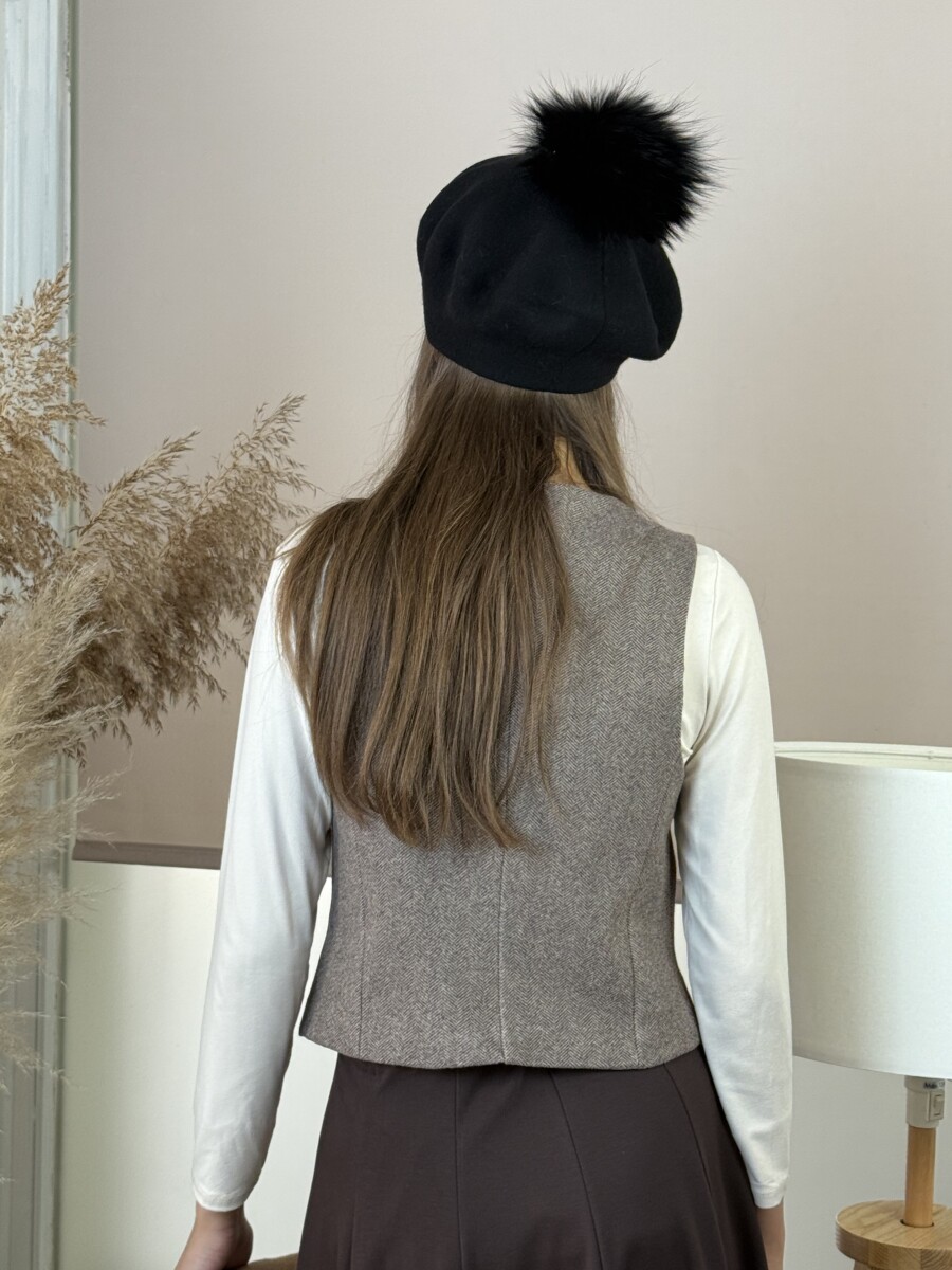 Szövet mellény - barna - Kép 13