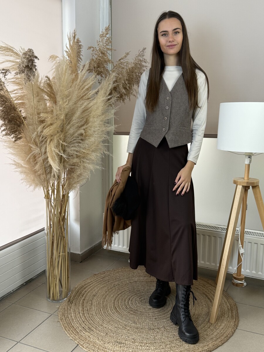 Szövet mellény - barna - Kép 11