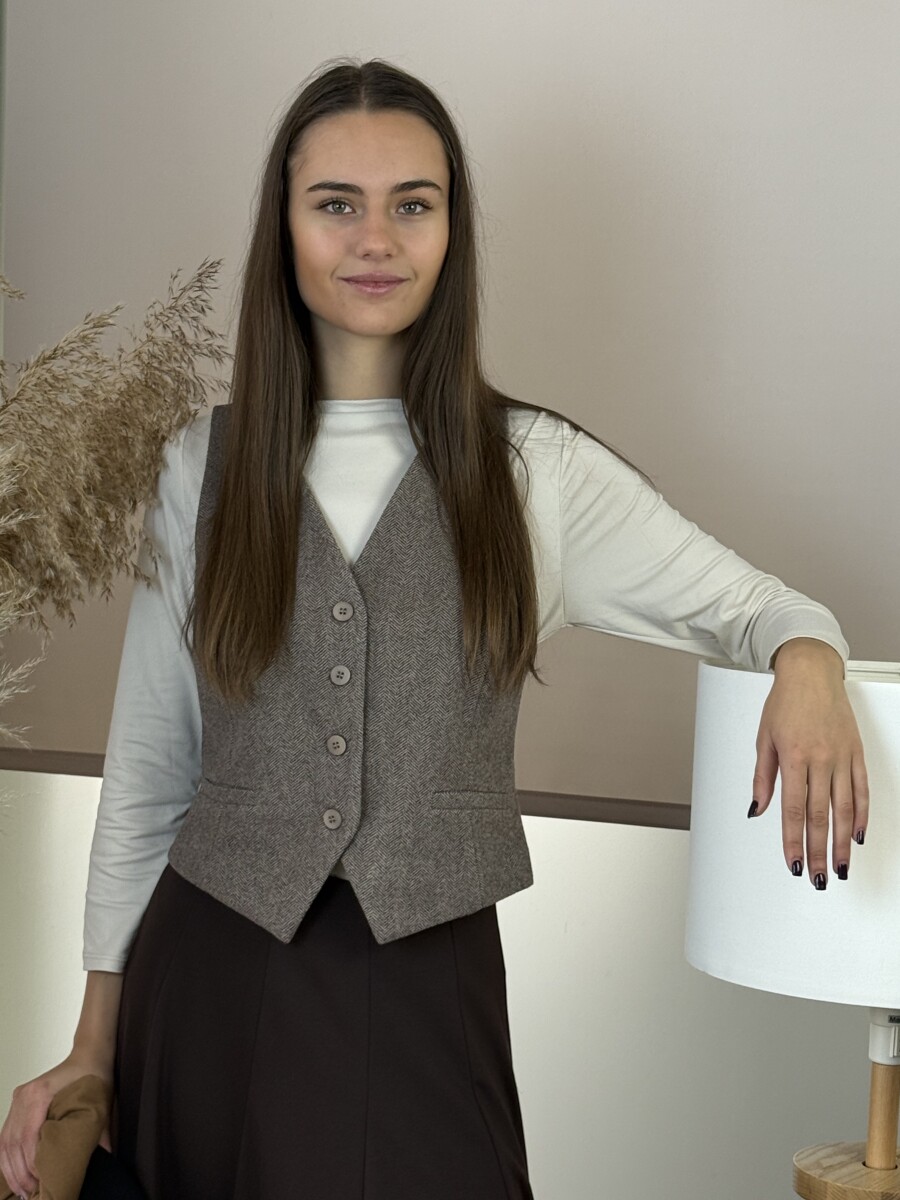 Szövet mellény - barna - Kép 1