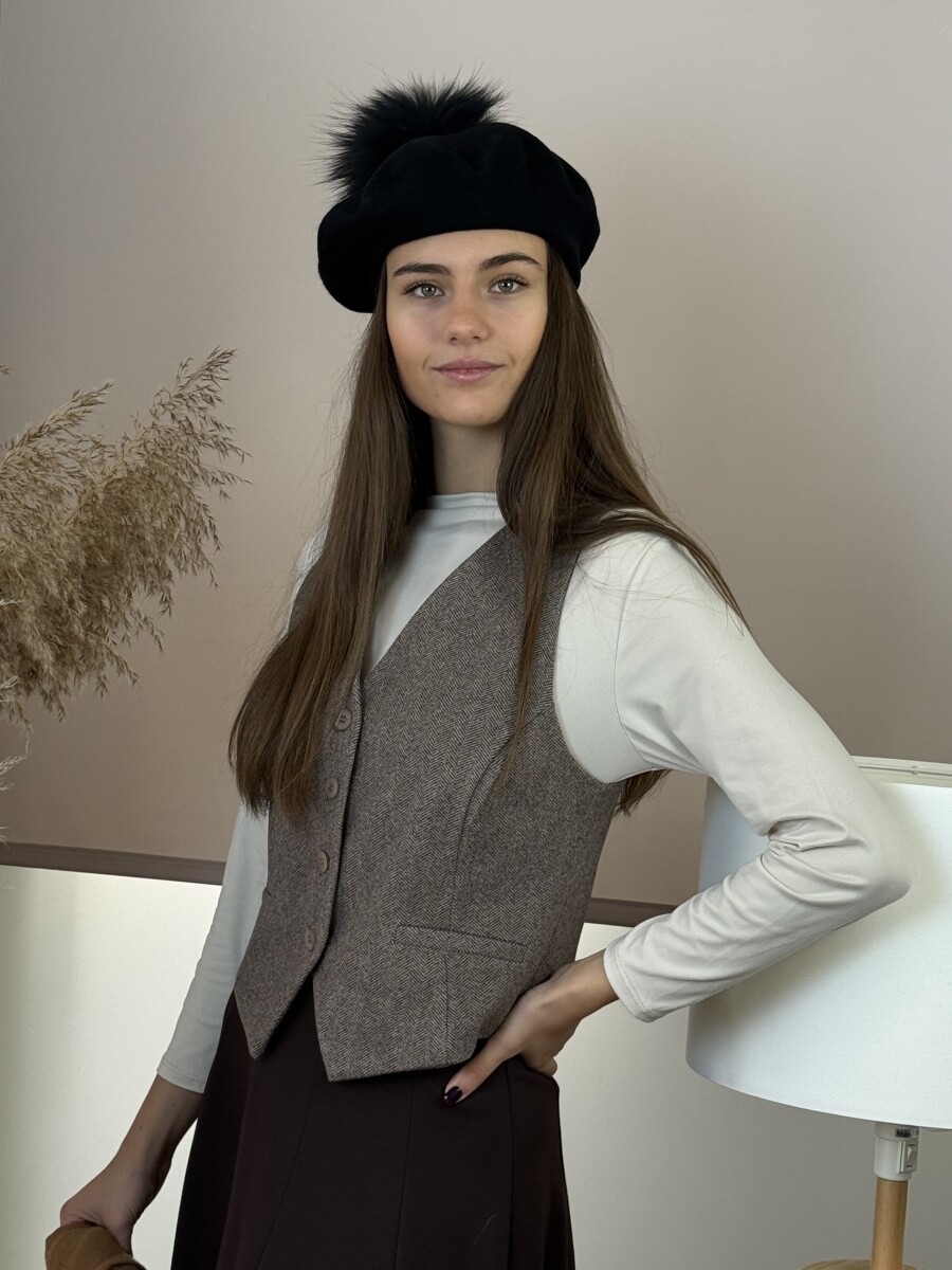 Szövet mellény - barna - Kép 5