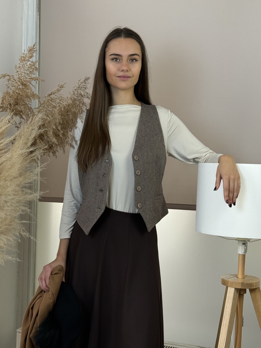 Szövet mellény - barna - Kép 7