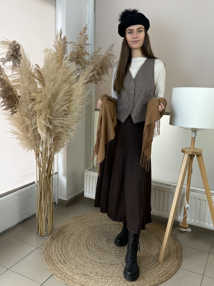 Szövet mellény - barna - Kép 3