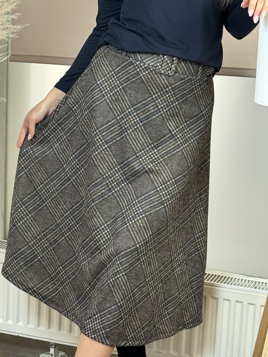 Öves kockás szoknya - szürke - Kép 12