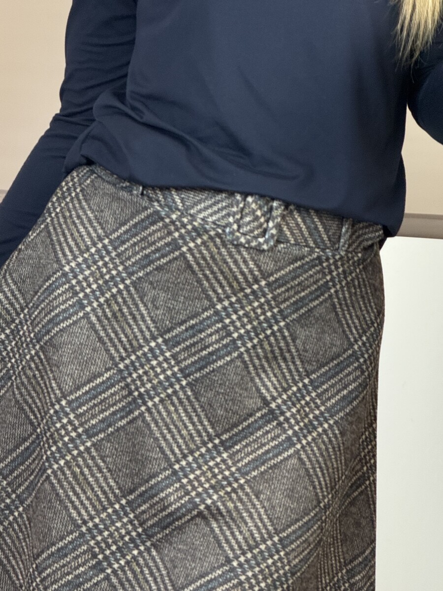 Öves kockás szoknya - szürke - Kép 5