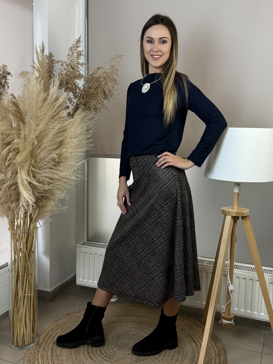 Öves kockás szoknya - szürke - Kép 2