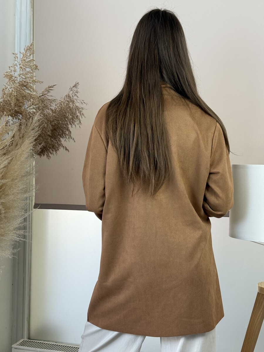 Ejtett szabású hosszú kabát - camel - Kép 9