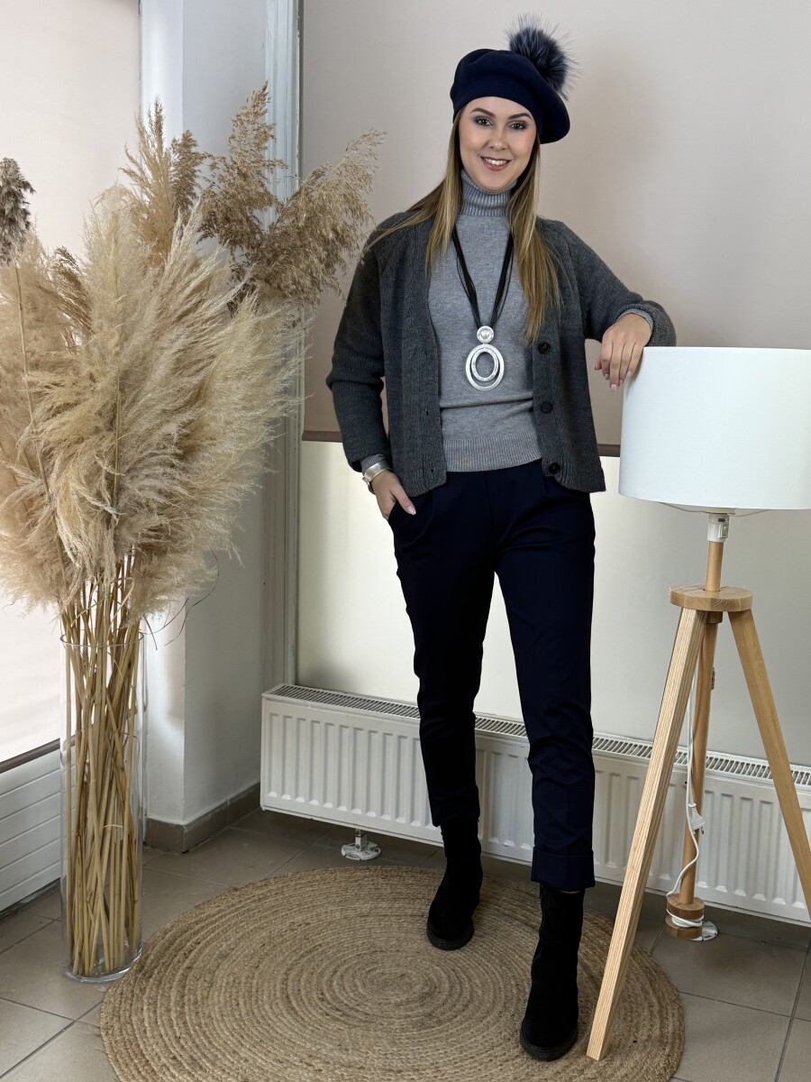 Csinos mom fit nadrág - sötétkék - Kép 5