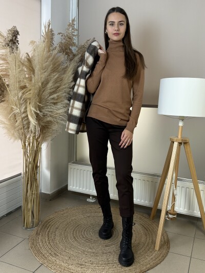 Csinos mom fit nadrág - barna - Kép 6