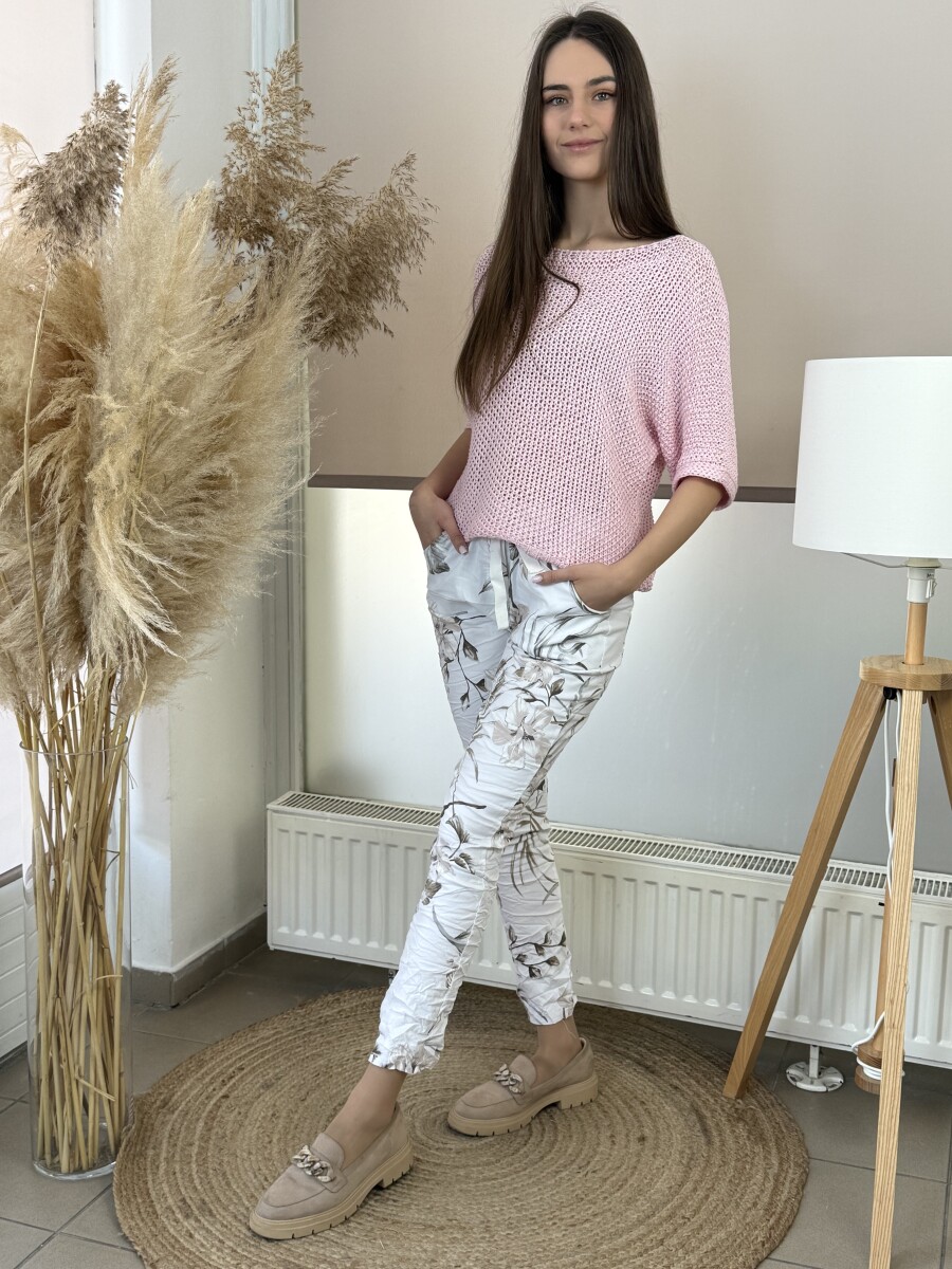 Leveles gyűrt nadrág - fehér - Kép 2