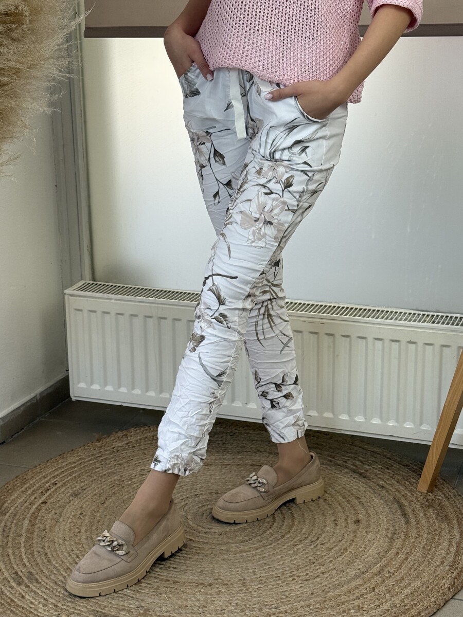 Leveles gyűrt nadrág - fehér - Kép 3