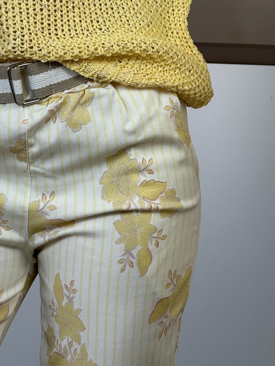 Öves virágos nadrág - bézs-sárga - Kép 10