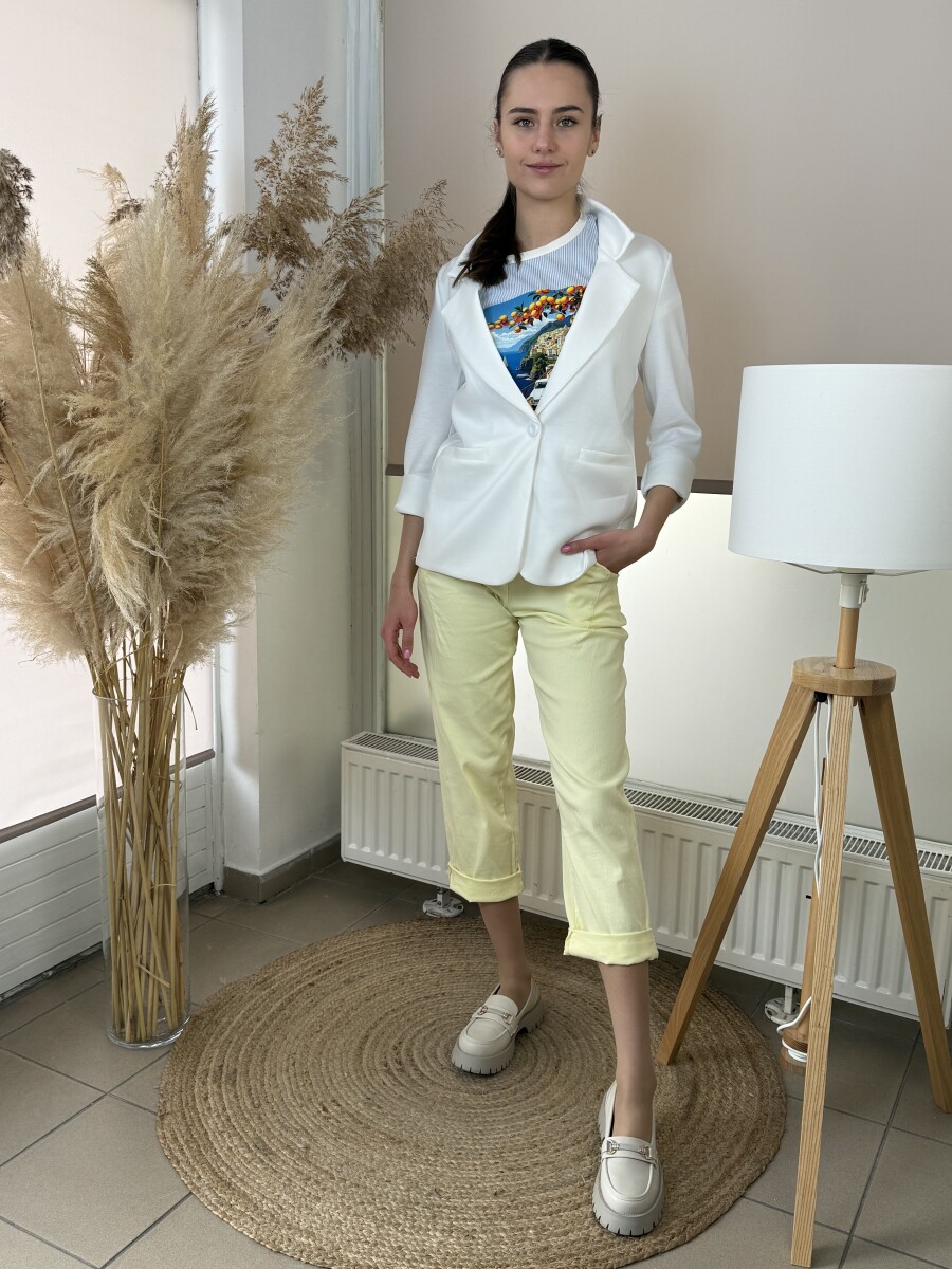 Bőszárú pamutvászon nadrág - sárga - Kép 14