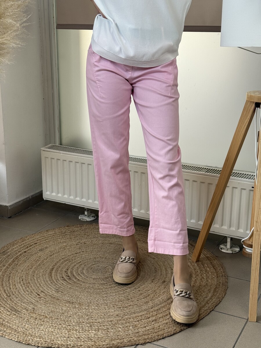 Bőszárú pamutvászon nadrág - rózsaszín - Kép 12