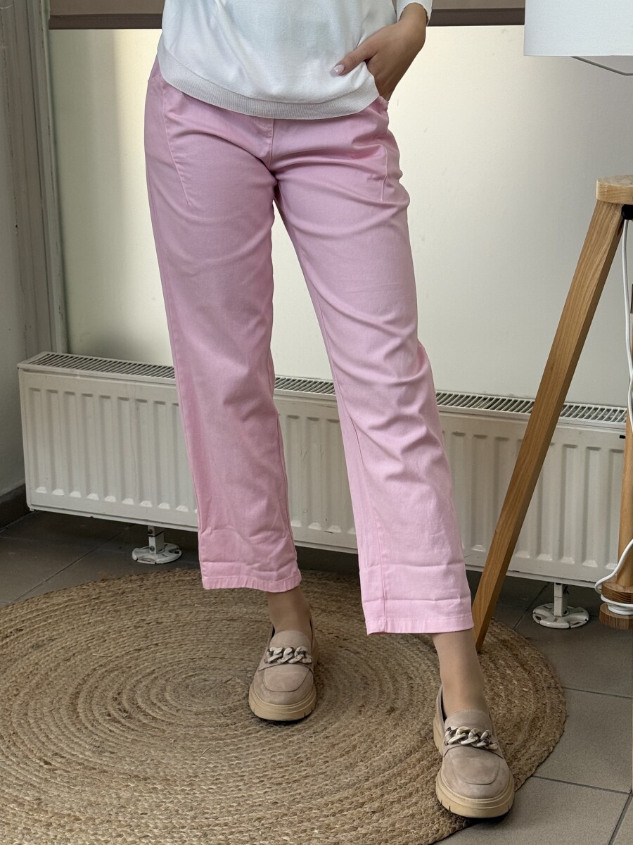 Bőszárú pamutvászon nadrág - rózsaszín - Kép 9