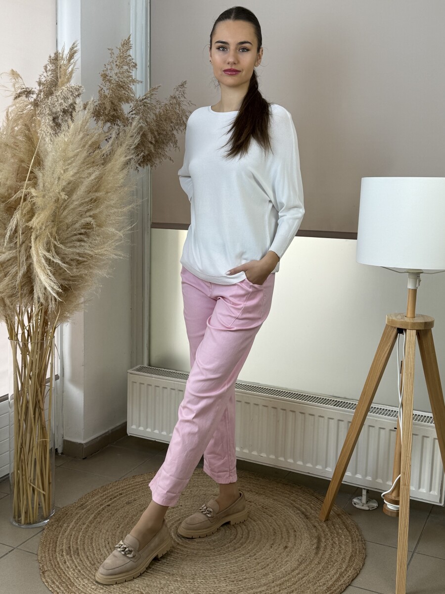 Bőszárú pamutvászon nadrág - rózsaszín - Kép 2