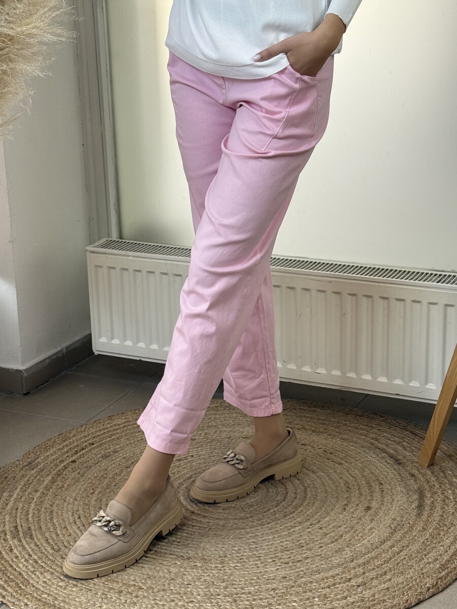 Bőszárú pamutvászon nadrág - rózsaszín - Kép 17