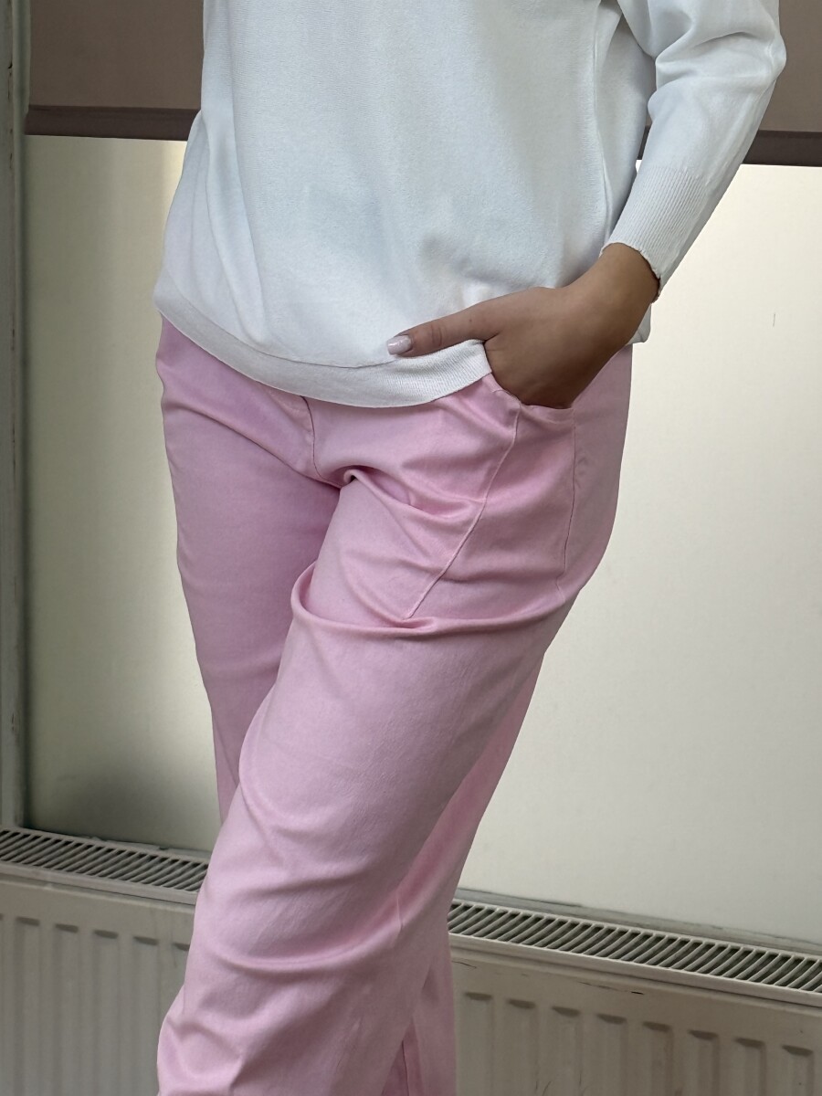 Bőszárú pamutvászon nadrág - rózsaszín - Kép 14