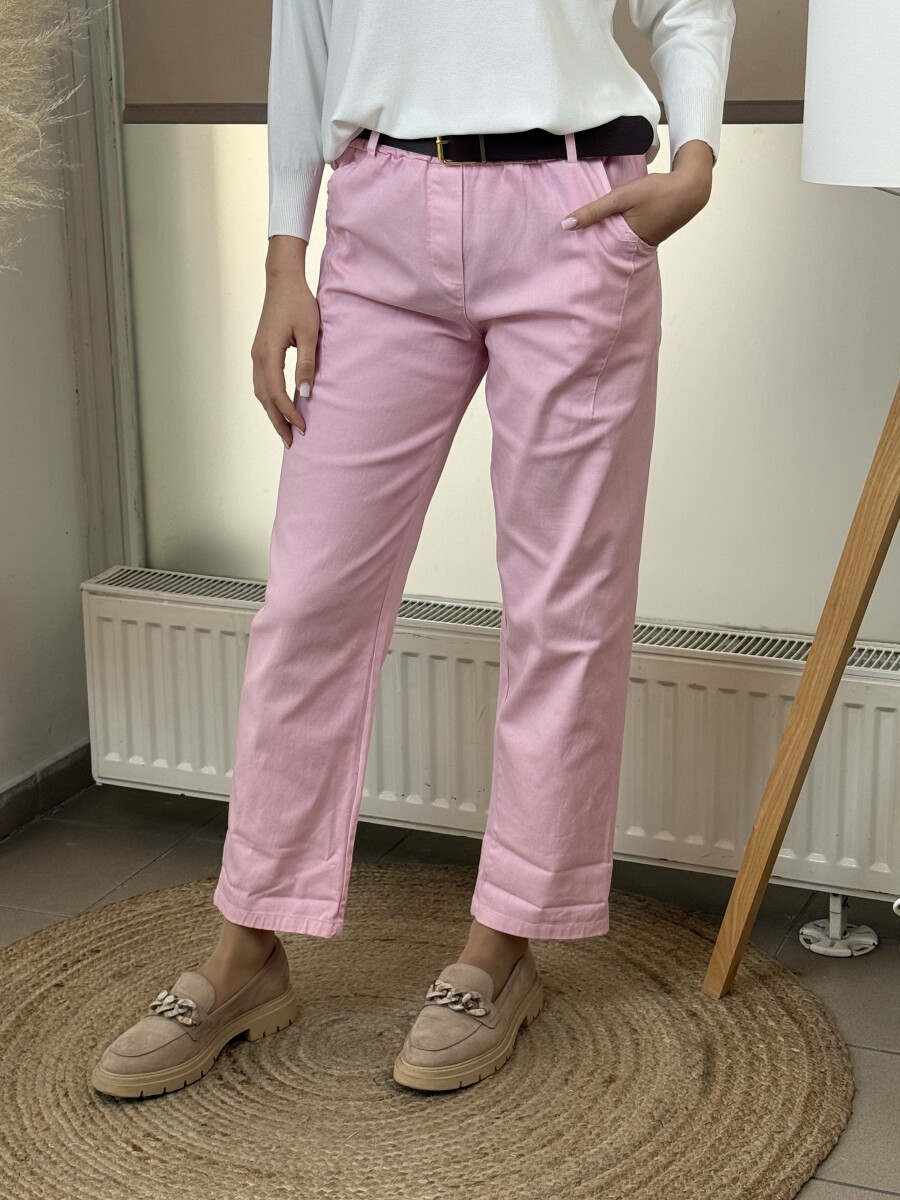 Bőszárú pamutvászon nadrág - rózsaszín - Kép 8