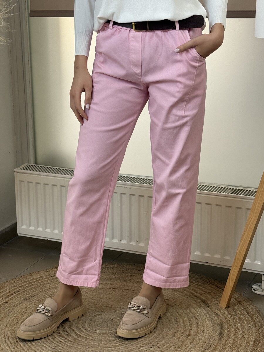 Bőszárú pamutvászon nadrág - rózsaszín - Kép 4