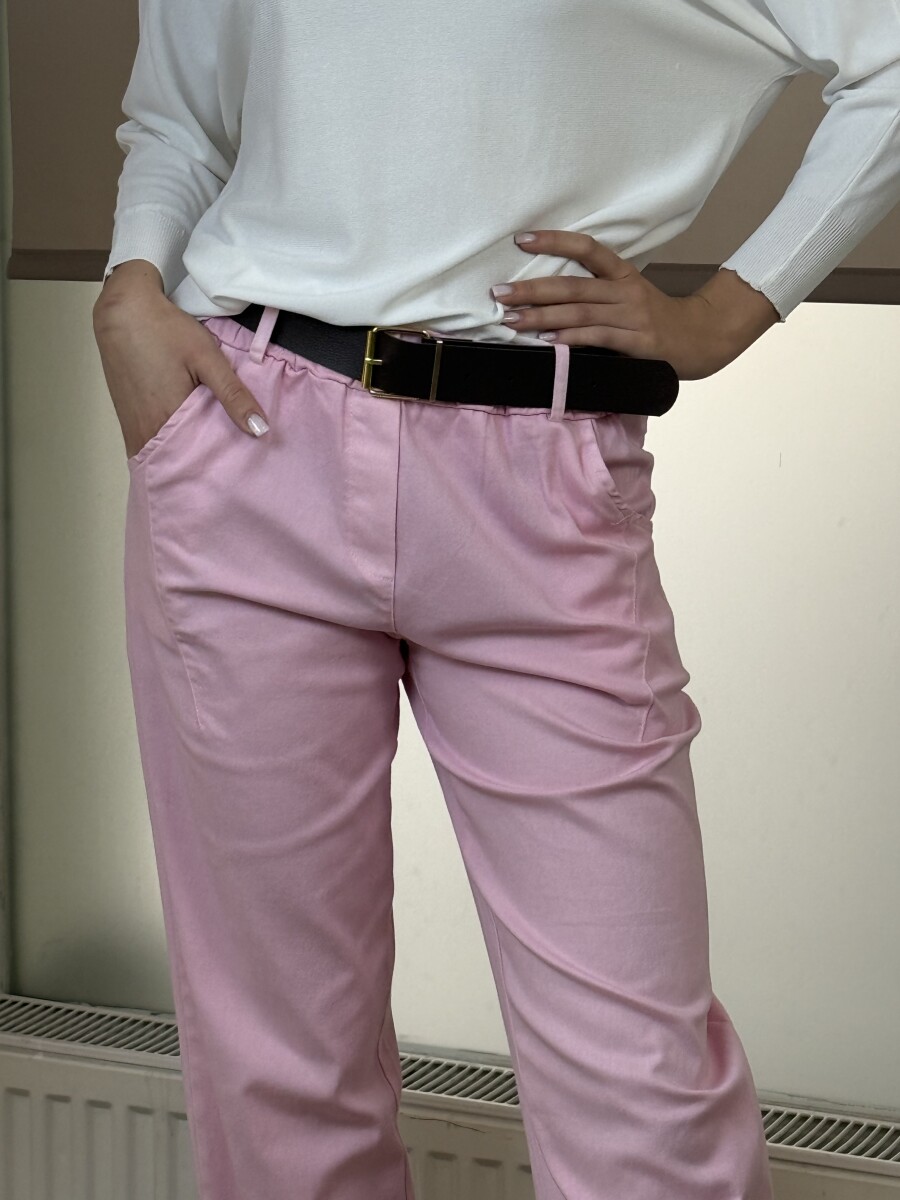 Bőszárú pamutvászon nadrág - rózsaszín - Kép 7