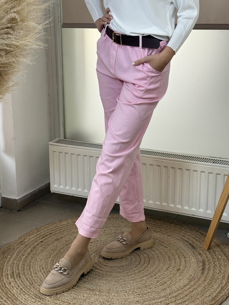 Bőszárú pamutvászon nadrág - rózsaszín - Kép 3