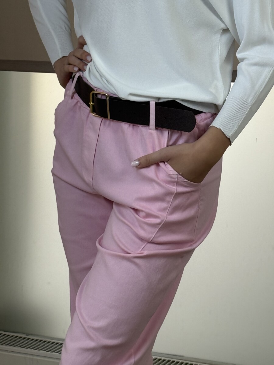 Bőszárú pamutvászon nadrág - rózsaszín - Kép 15