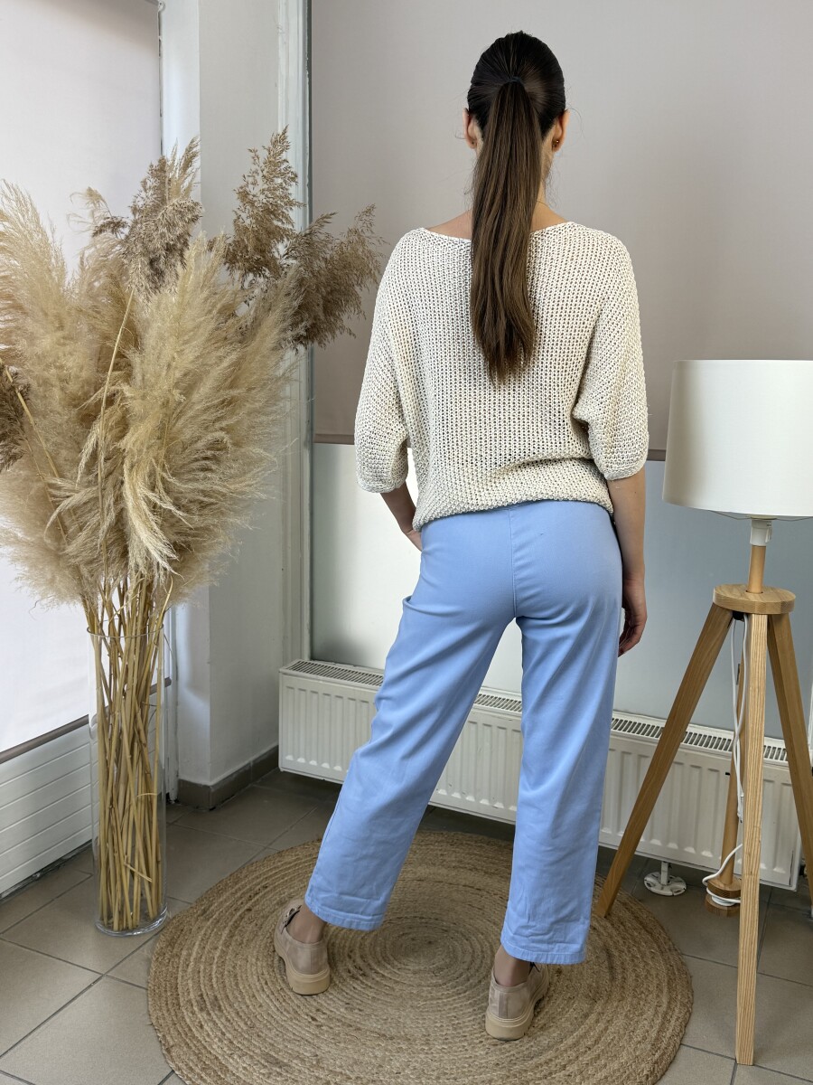 Bőszárú pamutvászon nadrág - világoskék - Kép 15