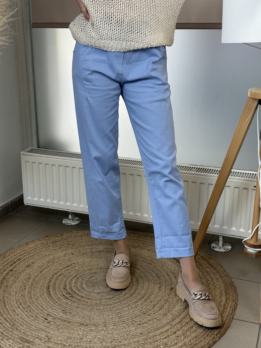 Bőszárú pamutvászon nadrág - világoskék - Kép 14