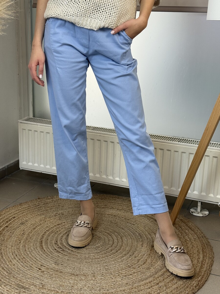 Bőszárú pamutvászon nadrág - világoskék - Kép 4