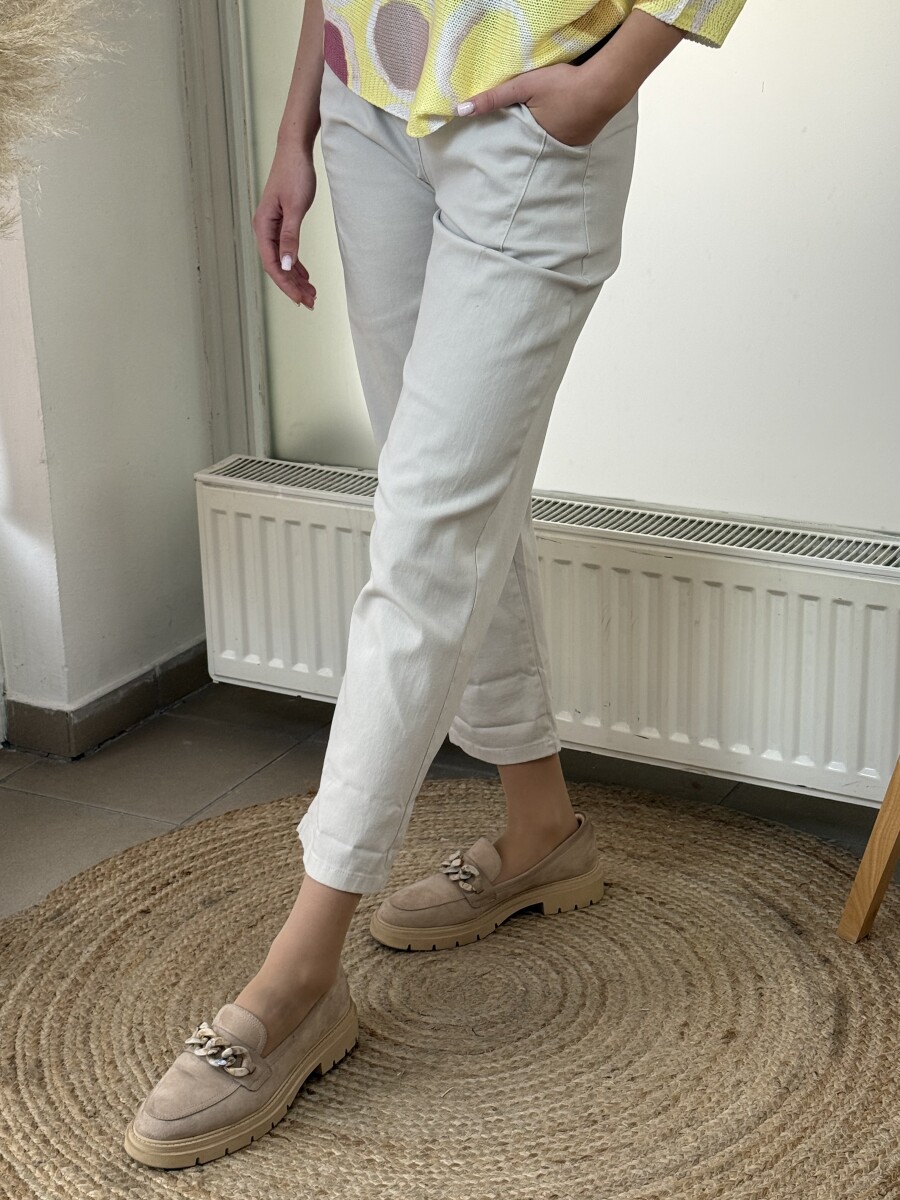 Bőszárú pamutvászon nadrág - bézs - Kép 10