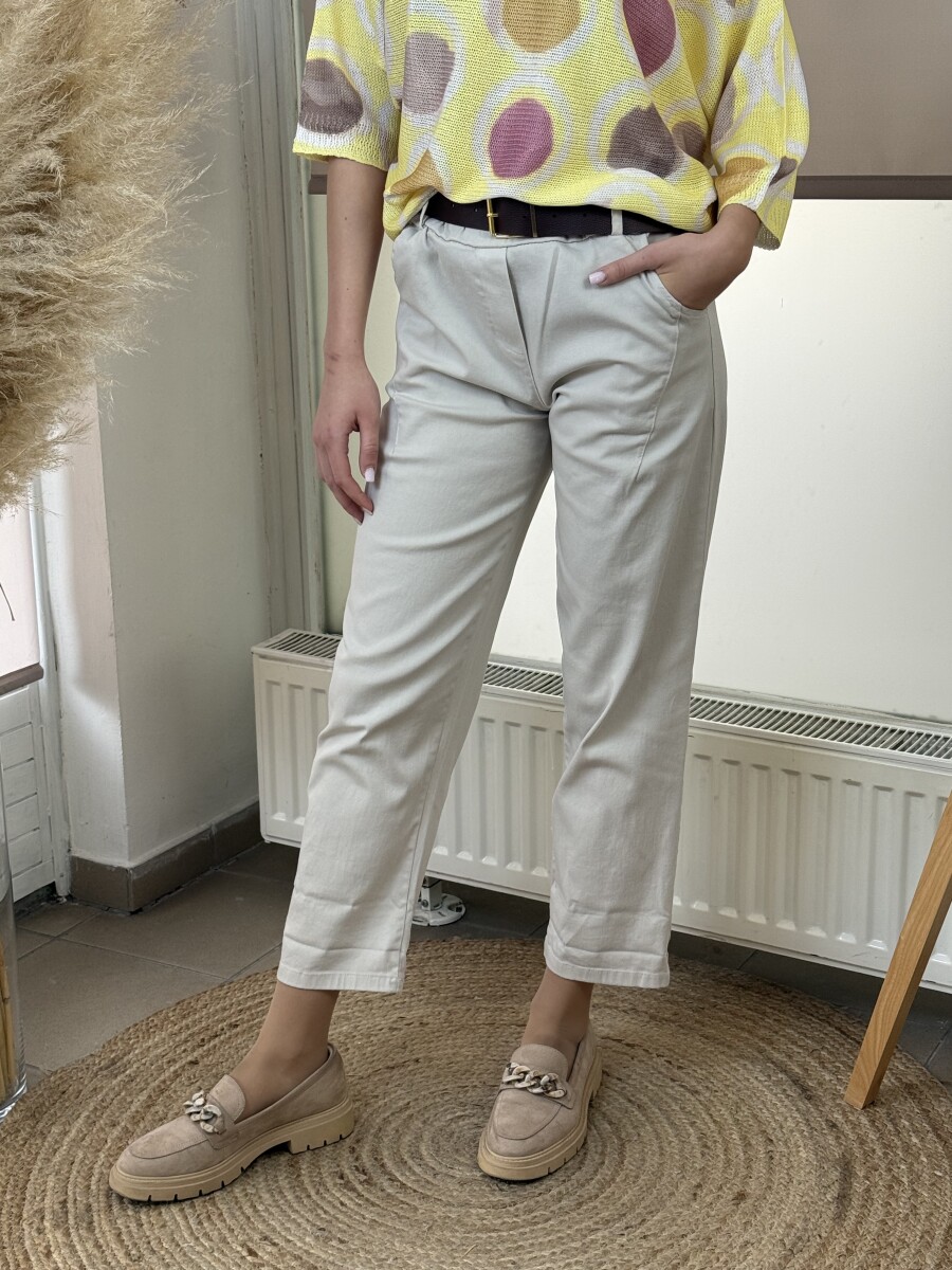 Bőszárú pamutvászon nadrág - bézs - Kép 9